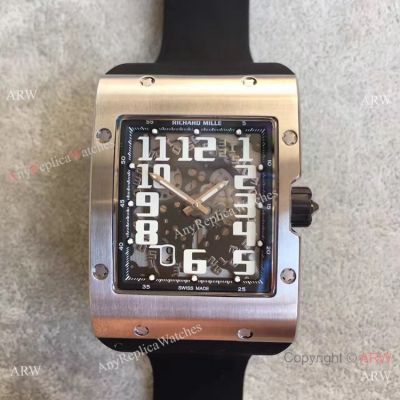 Richard Mille RM016 SS Case White Arabic Markers Rubber Copy Watch